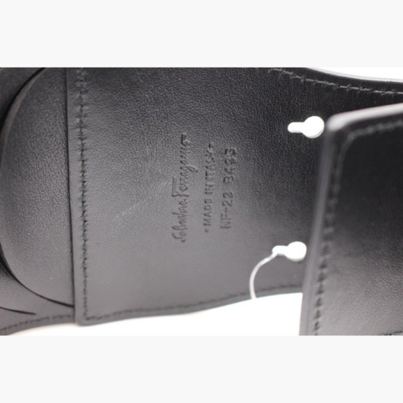 $595 Salvatore Ferragamo BLACK CALF Leather Belt Size 65,70,75,80,85 - Picture 5 of 11